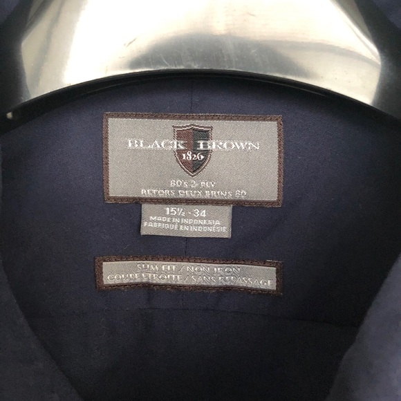 BLACK BROWN 1826 navy dress shirt - Picture 4 of 8